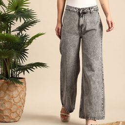 Mast & Harbour Women Wide Leg Heavy Fade Pure Cotton Jeans-image-60
