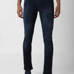 Peter England Casuals Men Navy Blue Washed Slim Fit Mid-Rise Clean Look Jeans-image-43