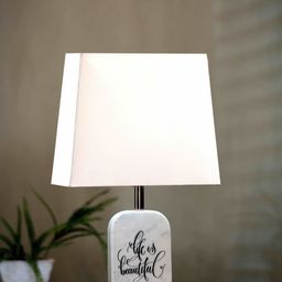 POSH-N-PLUSH White & Copper-Toned Life Is Beautiful Marble Bedside Standard Lamp-21
