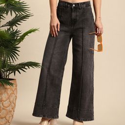 Mast & Harbour Women Wide Leg Light Fade Stretchable Jeans-image-37