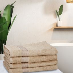 BIANCA Taupe Set Of 4 Solid Super Absorbent 380 GSM Cotton Bath Towels-56