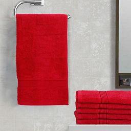 BIANCA Red Set Of 6 Solid 380 GSM Cotton Hand Towels-22