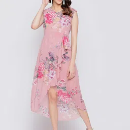AKIMIA Women Pink Printed A-Line Dress-image-74