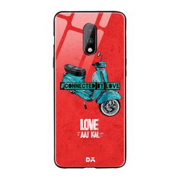 DailyObjects Red & Blue Love Scooter OnePlus 7 Glass Case-15