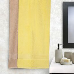 BIANCA Yellow & Beige Set Of 2 Solid Super Absorbent 380 GSM Cotton Bath Towels-13