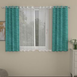 ROSARA HOME Turquoise Blue & White Set of 4 Window Curtains-image-56