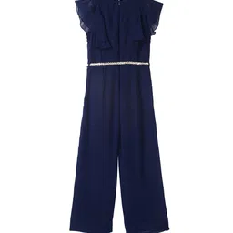 Cub McPaws Girls Navy Blue Solid Basic Jumpsuit-image-9