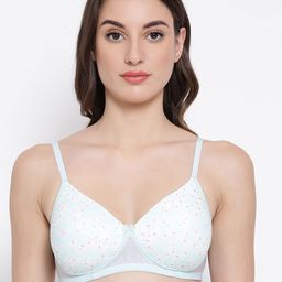 Clovia Blue Printed Non-Wired Lightly Padded T-shirt Bra BR1849P0332B-image-44