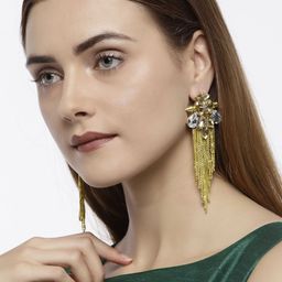 Zaveri Pearls Gold-Toned Contemporary Drop Earrings-7