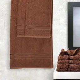BIANCA Set of 7 Brown Solid 380 GSM Cotton Towel Set-20