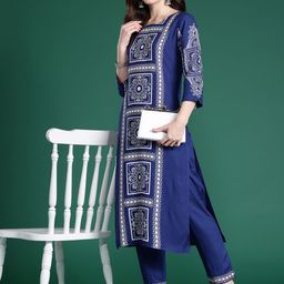 Indo Era Floral Printed Regular Kurta with Trousers-39