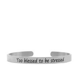 JOKER & WITCH Silver-Plated & Black Too Blessed To Be Stressed Cuff Bracelet-image-54