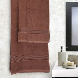 BIANCA Set Of 3 Brown Solid 380 GSM Super-Soft bath Towels-2