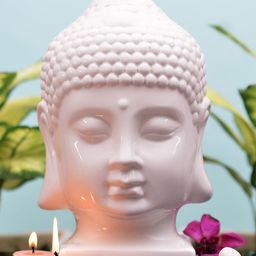 Archies White Buddha Face Showpiece-image-95