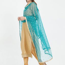 Dupatta Bazaar Green & Gold-Toned Embroidered Dupatta-picture-19