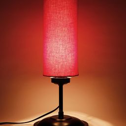 Devansh Red & Brown Solid Traditional Cylindrical Table Lamp-10