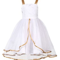 Samsara Couture Girls White Self Design Fit and Flare Dress-image-52