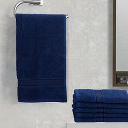 BIANCA Set Of 6 Navy Blue Solid 380 GSM Cotton Hand Towels-10