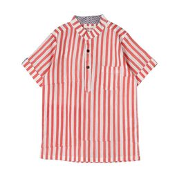 My Little Lambs Boys White & Pink Regular Fit Striped Casual Shirt-image-67