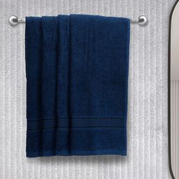 BIANCA Set of 4 Navy Blue Solid 380 GSM Cotton Hand Towels-50