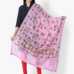 Vastraa Fusion Pink Chakachak Embroidered Pure Cotton Dupatta-13