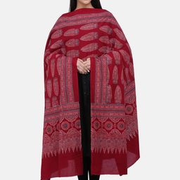 THE WEAVE TRAVELLER Red & White Printed Sustainable Dupatta-28