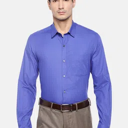 Turtle Men Blue Relaxed Slim Fit Solid Formal Shirt-image-99
