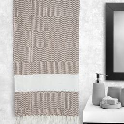 Portico New York Unisex Brown & White Woven-Design 233 GSM Bath Towel-image-19