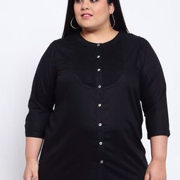 plusS Black Shirt Style Cotton Top-image-75