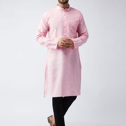 SOJANYA Men Pink Solid Straight Kurta-picture-50