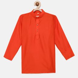THANGAMAGAN Boys Coral Red Solid Straight Kurta-picture-44