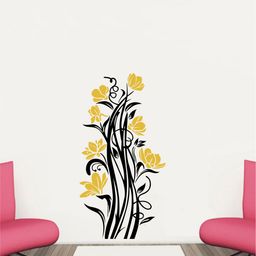 rawpockets Adults Yellow & Black Floral Art Wall Stickers-image-55