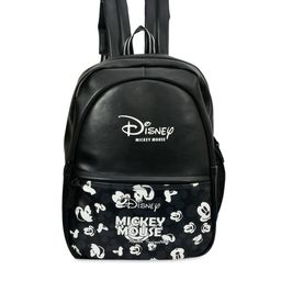 Kuber Industries Unisex Kids Black & White Printed Leather Backpack-29