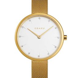Obaku Women White Brass Dial & Gold Toned Stainless Steel Analogue Watch V233LXGIMG-image-43