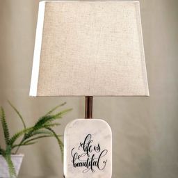 POSH-N-PLUSH Beige & White Life Is Beautiful Marble Bedside Standard Table Lamp-46