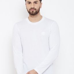 Adobe Men White Solid Round Neck T-shirt-image-10