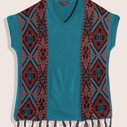 Sangria Teen Girls Geometric Design Pullover-image-39