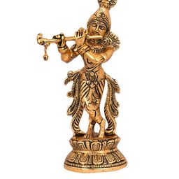 CraftVatika Gold-Plated Lord Krishna Flute Playing Statue Showpiece-image-13