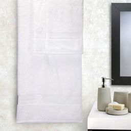 BIANCA Set Of 3 White Solid 380 GSM Cotton Towels-2