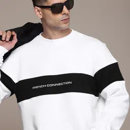 French Connection Brand Logo Printed Colourblocked Sweatshirt-image-86