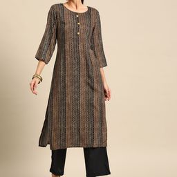 Anouk Women Brown & Black Geometric Printed Kurta-picture-35