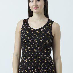 Huetrap Women Black Printed Tank Pure Cotton Top-image-108