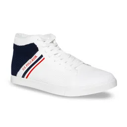 U.S. Polo Assn. Men White & Navy Blue Colourblocked Mid-Top Sneakers-image-18
