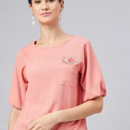 Marie Claire Women Pink Solid Top-image-90