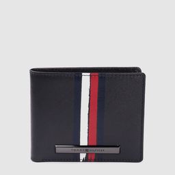 Tommy Hilfiger Men Navy Blue & Red Striped Leather Two Fold Wallet-image-65