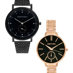 JOKER & WITCH Black & Rose Gold-Toned Mark & Bridget Couple Watch Gift Set JWCW176-image-20