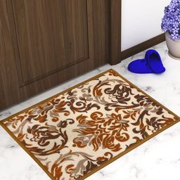 Athom Trendz Set Of 3 Brown & Cream-Coloured Printed Anti-Skid Doormats-1