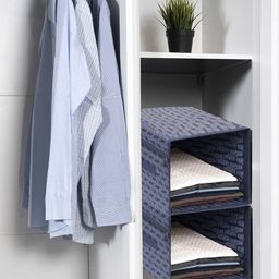 HOMESTRAP Set of 2 Blue Printed Shirt Stackers Organisers-40