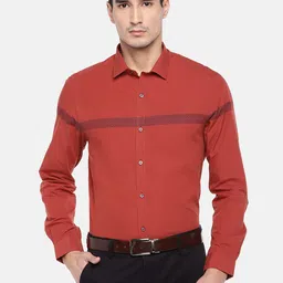 Turtle Men Red Relaxed Slim Fit Solid Formal Shirt-image-27
