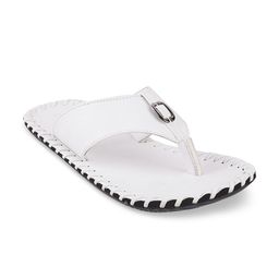 Metro Men White Solid Leather Comfort Sandals-image-69